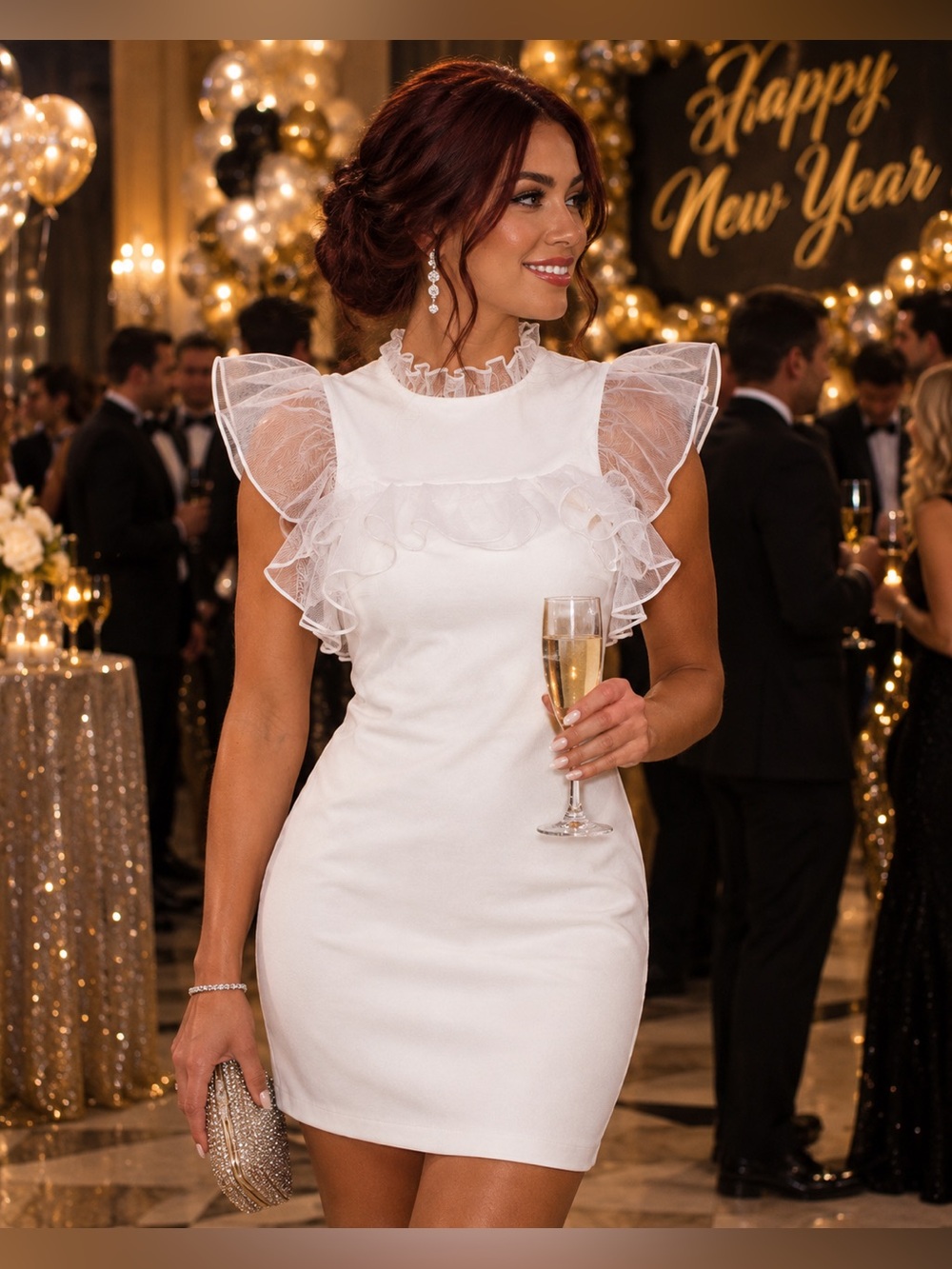 White Ruffle Dress - Medium